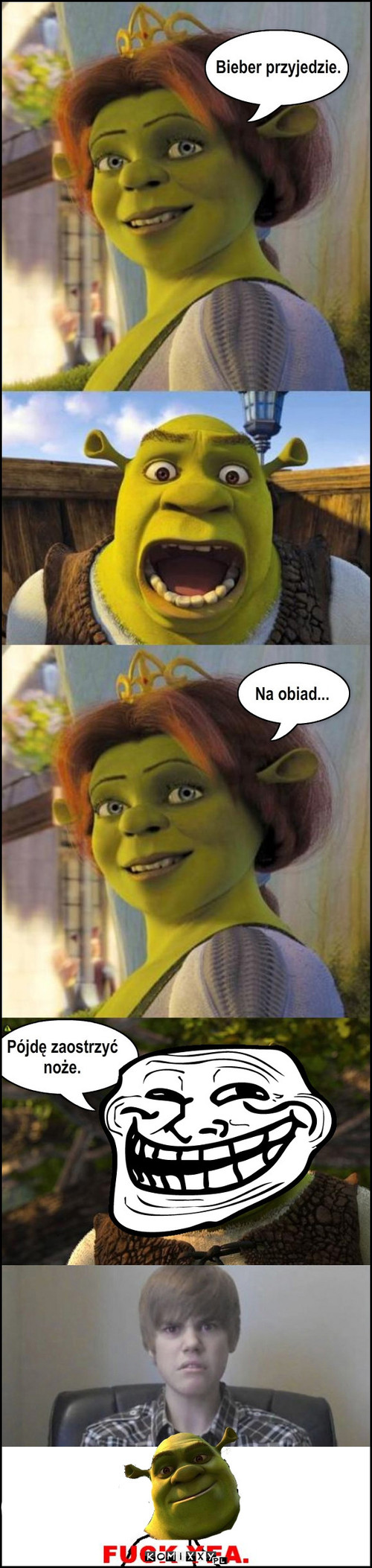 Shrek i obiad z Bieberem –  