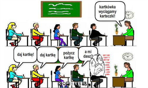 Kartkówka – kartkówka wyciągamy karteczki! daj kartkę! daj kartkę pożycz kartkę a mi dasz? 