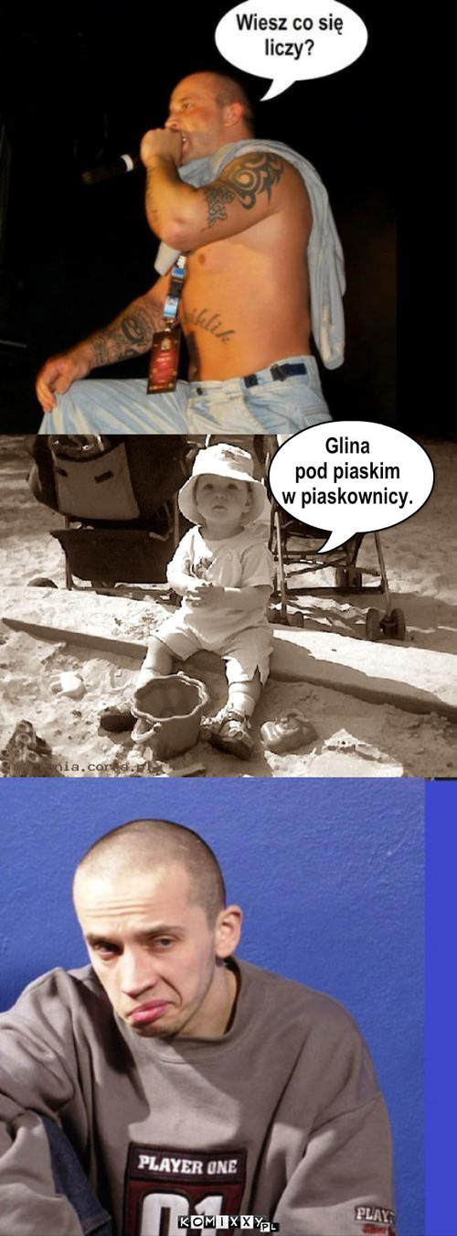 Gliniarz. – Glina
pod piaskim 
w piaskownicy. 