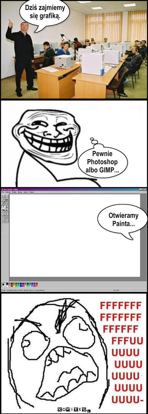 Dziś zajmiemy
się grafiką. ... – Dziś zajmiemy
się grafiką. Pewnie
Photoshop
albo GIMP... Otwieramy
Painta... 