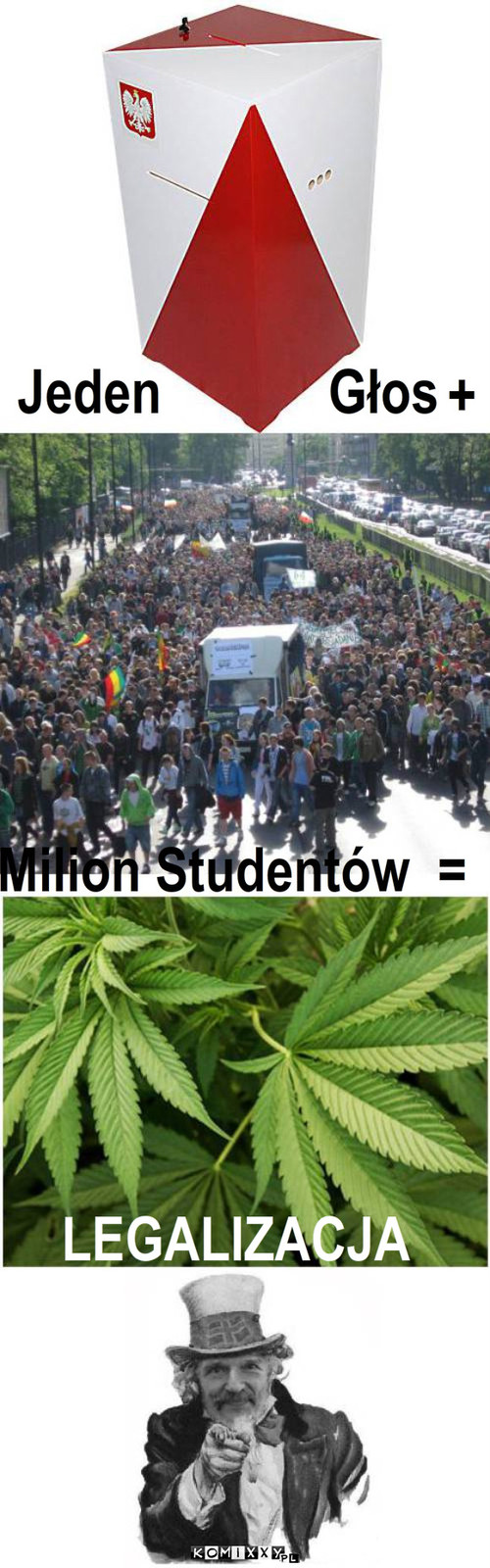 Lepsza opcja – Tekst.. Jeden            Głos + Milion Studentów  = LEGALIZACJA 