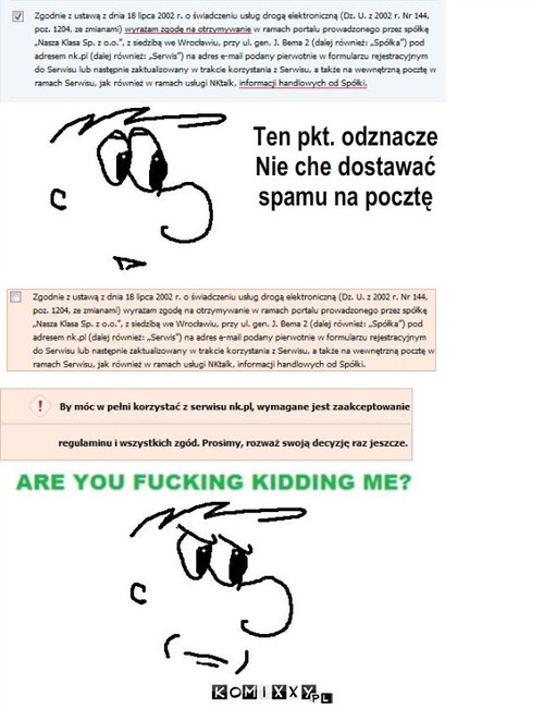 Regulamin Nk – Ten pkt. odznacze
Nie che dostawać 
spamu na pocztę 