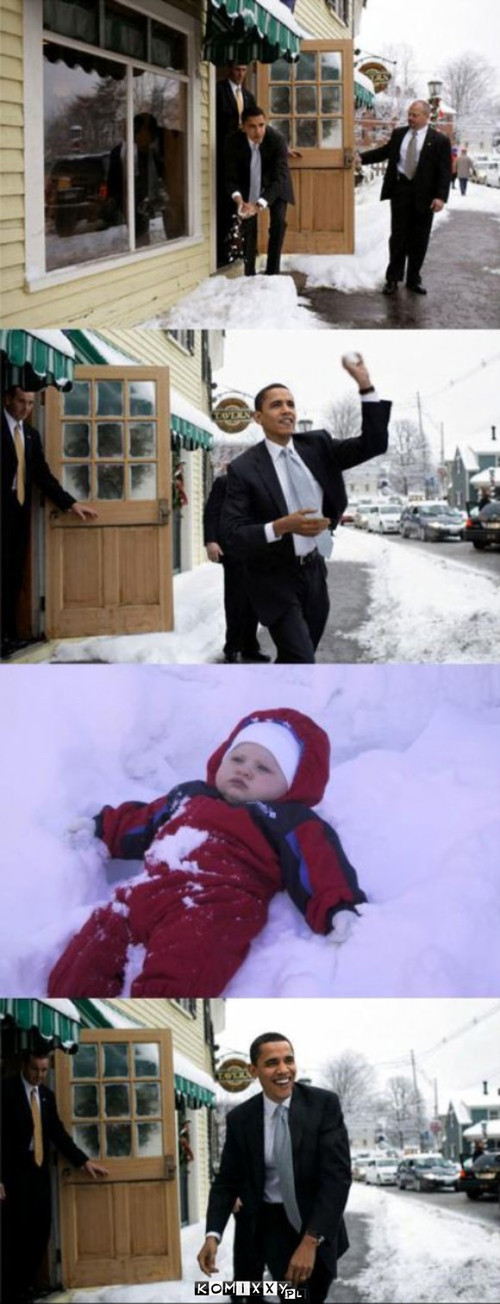 Barack Obama rzuca śnieżką –  
