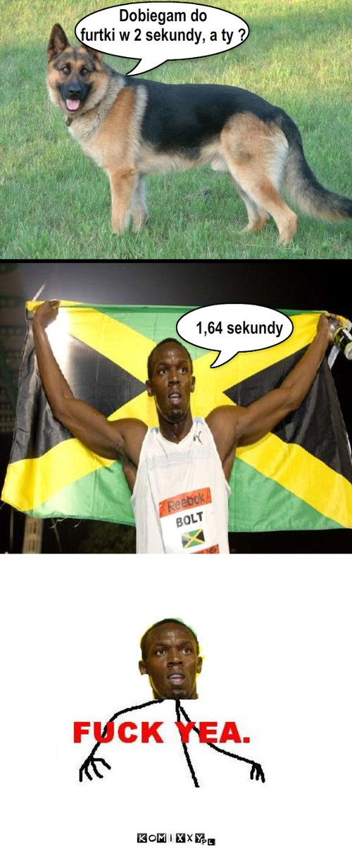 Usain Bolt – Dobiegam do 
furtki w 2 sekundy, a ty ? 1,64 sekundy 