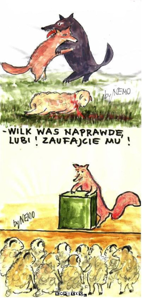 Bajka o lisie, wilku i owieczkach –  