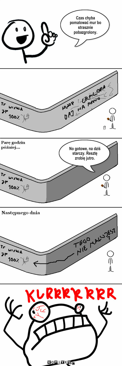 Malowany Mur – No gotowe, na dziś starczy. Resztę zrobię jutro. Czas chyba pomalować mur bo strasznie pobazgrolony. 