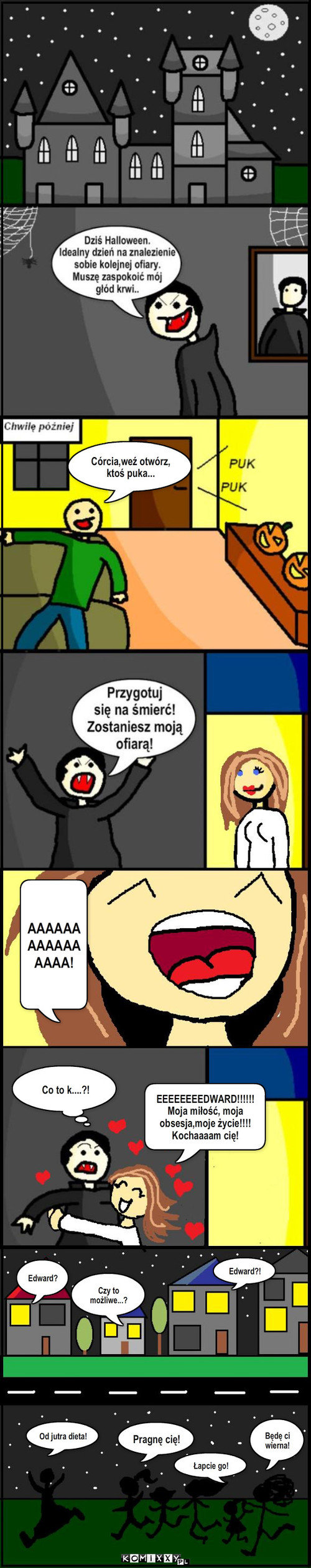 WAMP-ir – Córcia,weź otwórz, ktoś puka... AAAAAAAAAAAAAAAA! Co to k....?! Edward? Edward?! Czy to możliwe...? Od jutra dieta! Pragnę cię! Łapcie go! Będę ci wierna! EEEEEEEEDWARD!!!!!! Moja miłość, moja obsesja,moje życie!!!! Kochaaaam cię! 