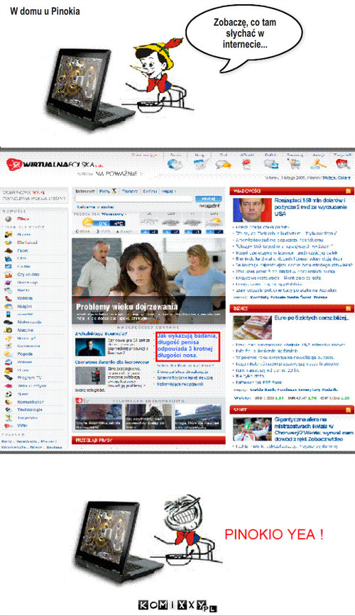 Pinokio serwuje po internecie – Zobaczę, co tam słychać w internecie... W domu u Pinokia 