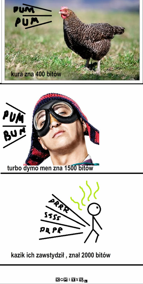 bit – kura zna 400 bitów turbo dymo men zna 1500 bitów kazik ich zawstydził , znał 2000 bitów 