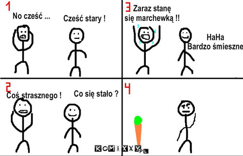 Magia – Cześć stary ! No cześć ... Co się stało ? Coś strasznego ! Zaraz stanę 
się marchewką !! HaHa
Bardzo śmieszne 