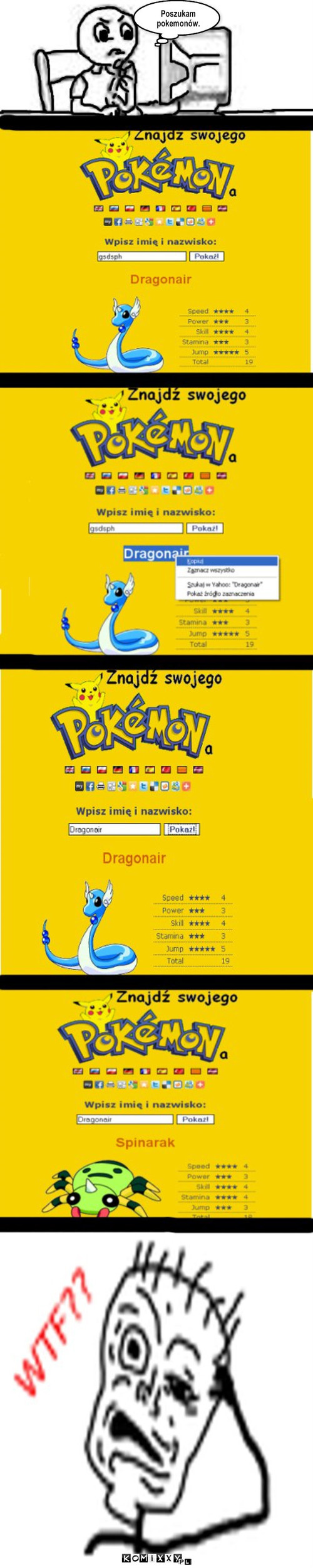 Pokemony – Poszukam pokemonów. 