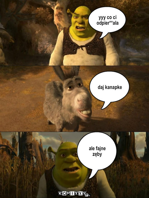 shrek – yyy co ci odpier**ala daj kanapke ale fajne zęby 