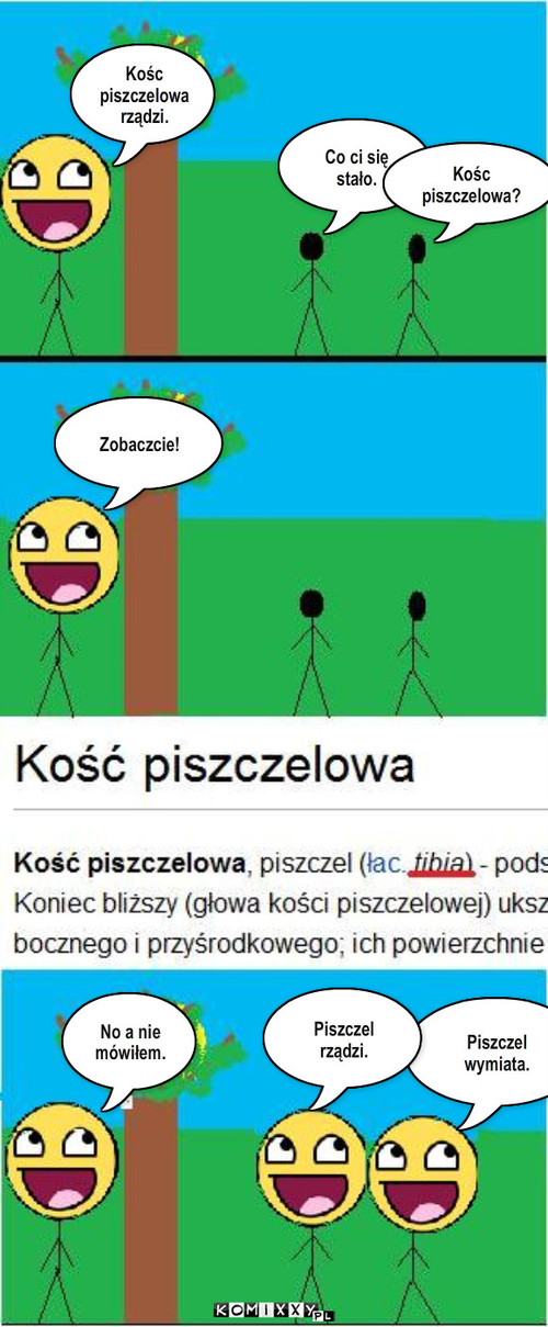 Piszczel – Kośc piszczelowa rządzi. Co ci się stało. Kośc piszczelowa? Zobaczcie! Piszczel wymiata. Piszczel rządzi. No a nie mówiłem. 