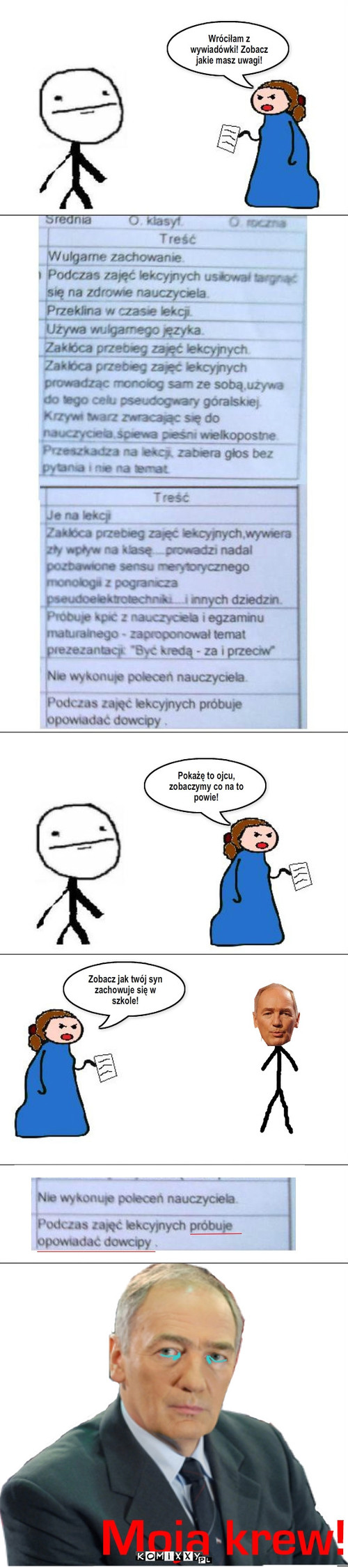 Grzeczny synek – Wróciłam z wywiadówki! Zobacz jakie masz uwagi! Pokażę to ojcu, zobaczymy co na to powie! Zobacz jak twój syn zachowuje się w szkole! 