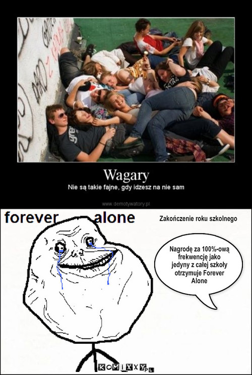 Wagary – Nagrodę za 100%-ową frekwencję jako jedyny z całej szkoły otrzymuje Forever Alone Zakończenie roku szkolnego 