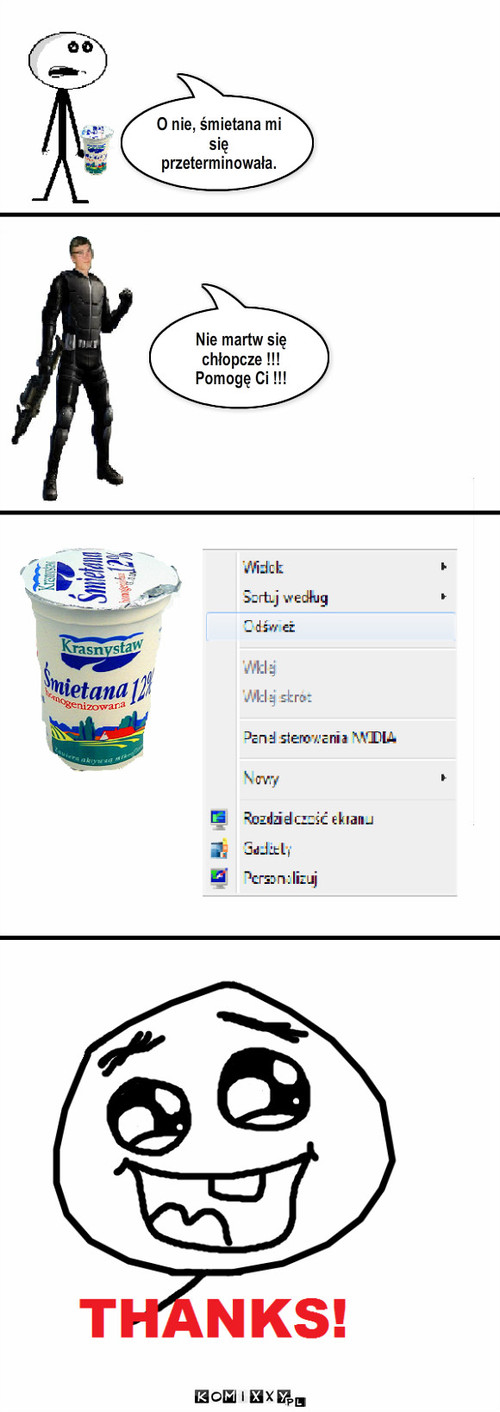 Super Andrzej – O nie, śmietana mi się przeterminowała. Nie martw się chłopcze !!! Pomogę Ci !!! 