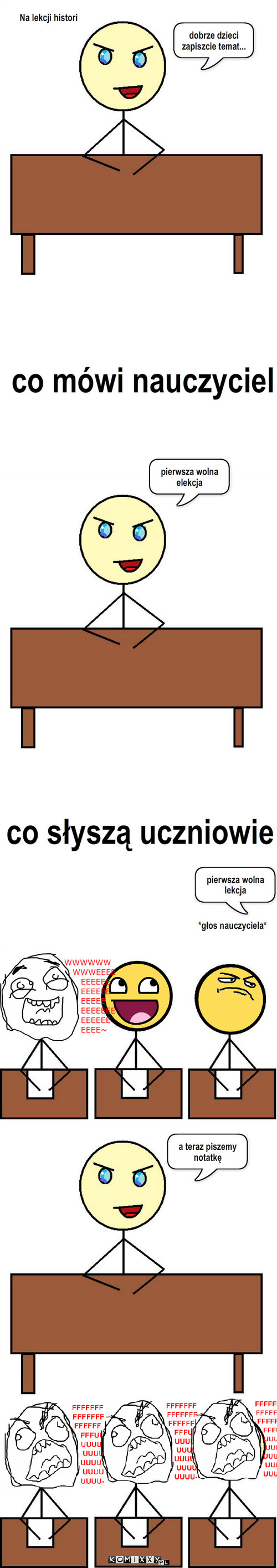 Pierwsza wolna elecja – Na lekcji histori dobrze dzieci zapiszcie temat... co mówi nauczyciel pierwsza wolna elekcja co słyszą uczniowie pierwsza wolna lekcja *głos nauczyciela* a teraz piszemy notatkę 