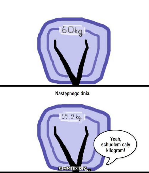 Waga – Następnego dnia. Yeah, schudłem cały kilogram! 