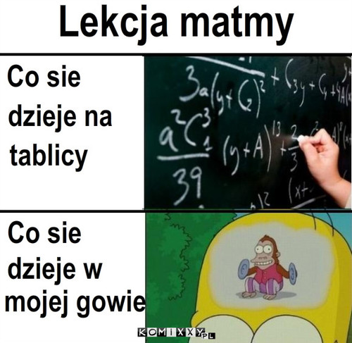 Matma – Lekcja matmy Co sie dzieje na tablicy Co sie dzieje w mojej gowie 