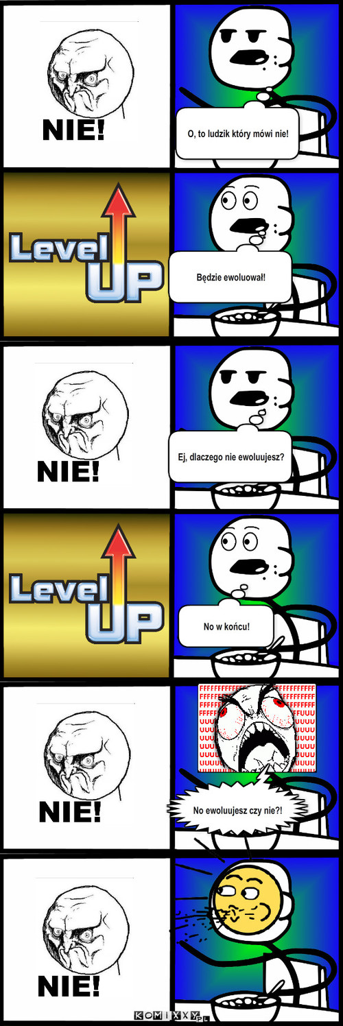 Level up – No w końcu! Ej, dlaczego nie ewoluujesz? Będzie ewoluował! O, to ludzik który mówi nie! No ewoluujesz czy nie?! 