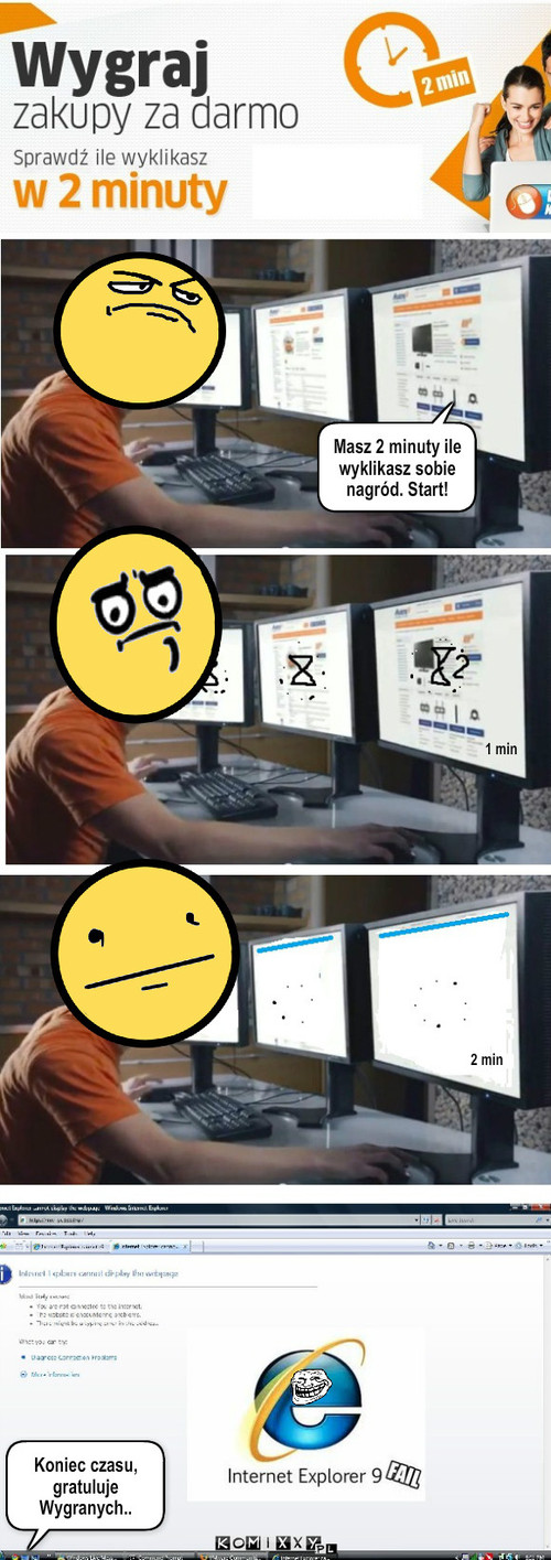 2 minuty po nagrode – Masz 2 minuty ile wyklikasz sobie nagród. Start! 1 min 2 min Koniec czasu, gratuluje Wygranych.. 