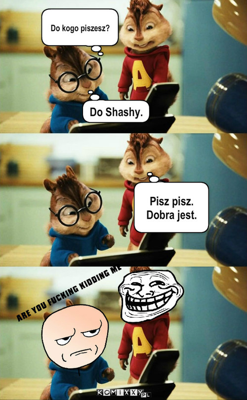 Shasha – Do kogo piszesz? Pisz pisz. Dobra jest. Do Shashy. 