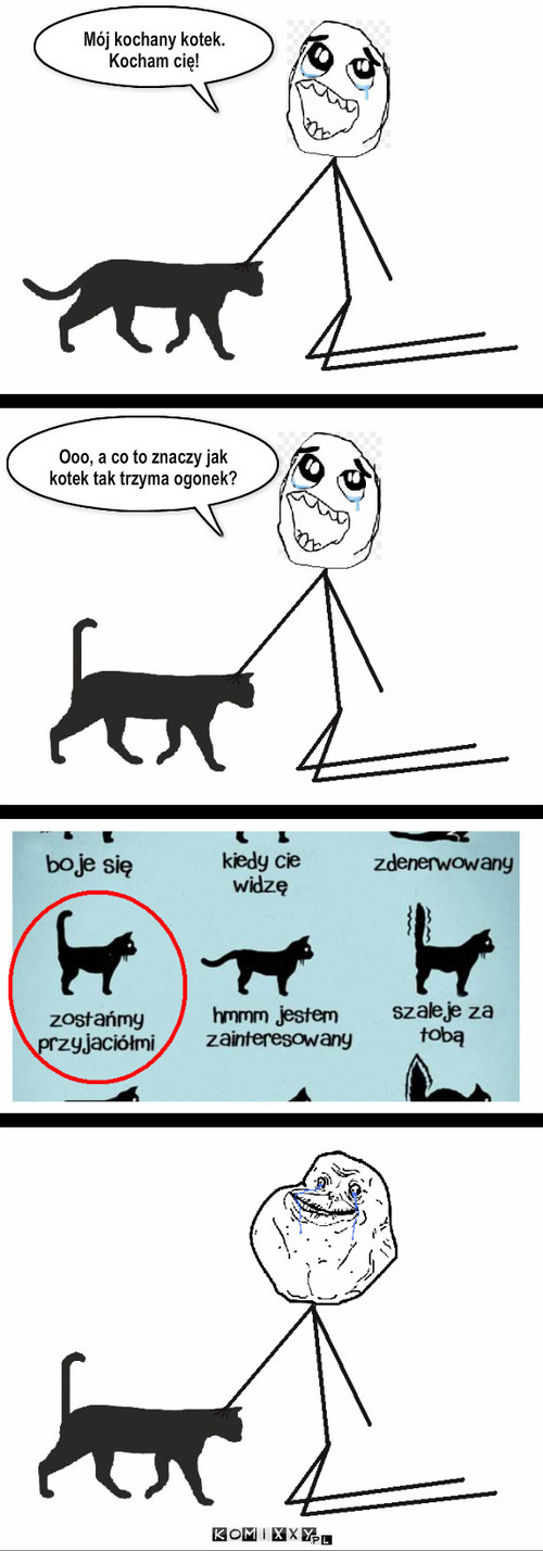 Kot – Mój kochany kotek. 
Kocham cię! Ooo, a co to znaczy jak kotek tak trzyma ogonek? 