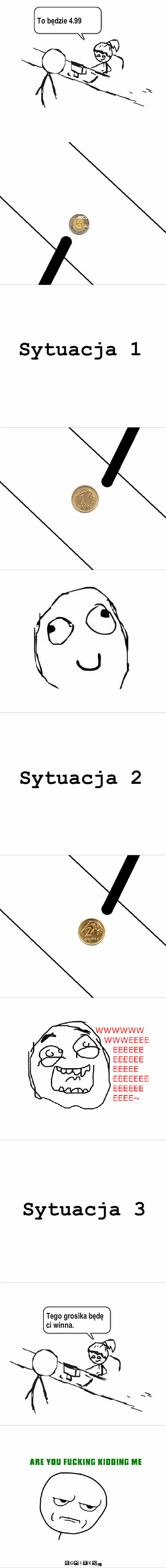 Grosik robi różnicę – To będzie 4.99 Sytuacja 3 Sytuacja 2 Sytuacja 1 Tego grosika będę ci winna. 