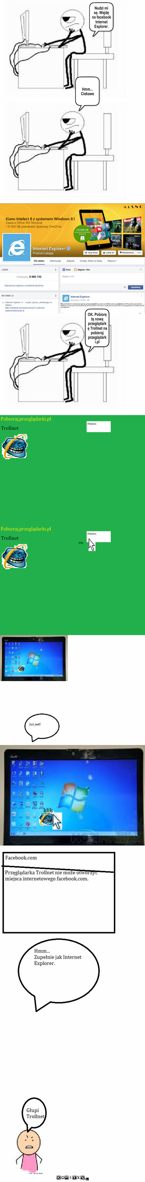 Trollnet – Nudzi mi sę. Wejdę na facebook Internet Explorer. Hmm... 
Ciekawe OK. Pobiorę tą nową przeglądarkę Trollnet na pobieraj przeglądarki.pl 