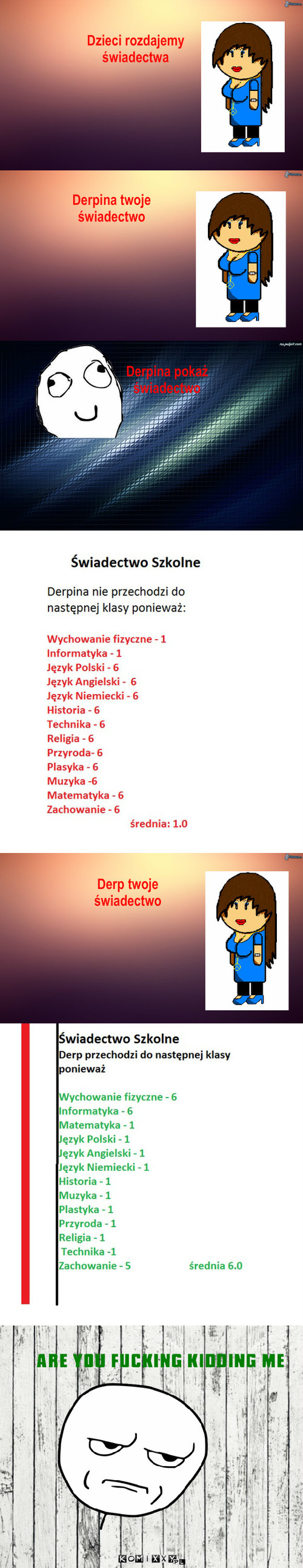 Świadectwa – Dzieci rozdajemy świadectwa Derpina twoje świadectwo Derpina pokaż świadectwo Derp twoje świadectwo 