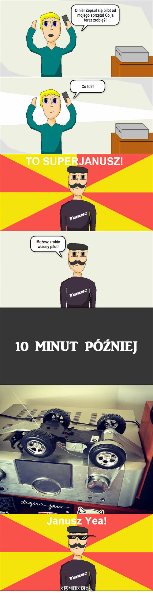 SuperJanusz Cz. 32 – Co to?! Możesz zrobić własny pilot! O nie! Zepsuł się pilot od mojego sprzętu! Co ja teraz zrobię?! 